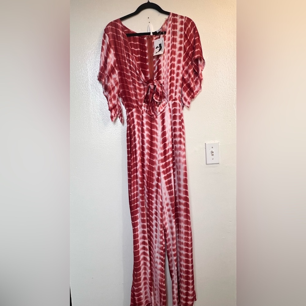 Stylish Red Tie-Dye Jumpsuit